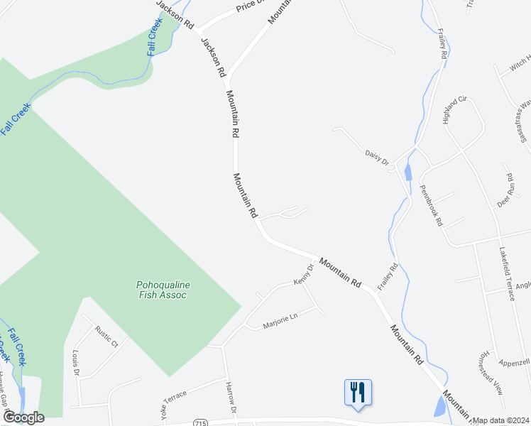 map of restaurants, bars, coffee shops, grocery stores, and more near 2096 Mountain Road in Stroudsburg