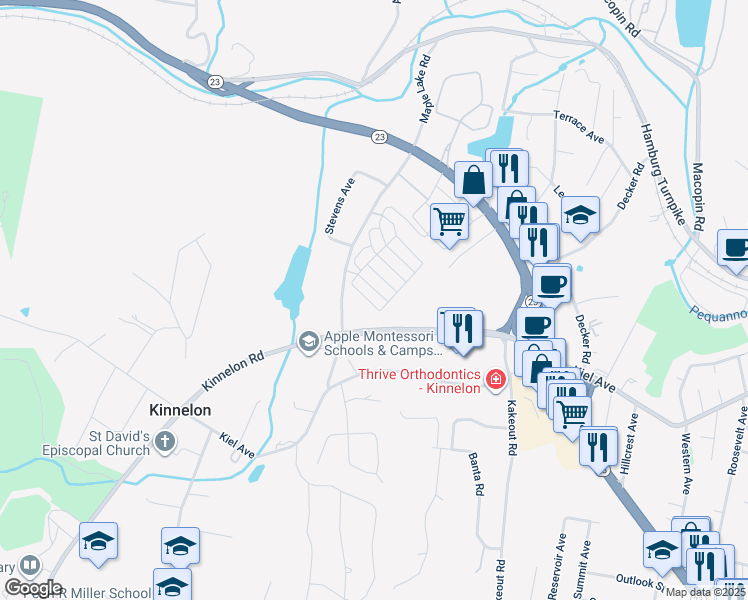 map of restaurants, bars, coffee shops, grocery stores, and more near 20 Breckenridge Terrace in Kinnelon