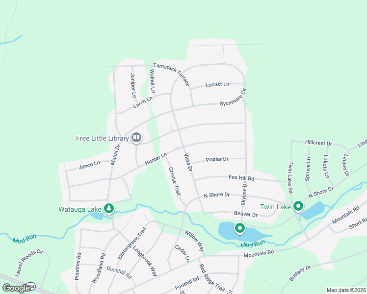 map of restaurants, bars, coffee shops, grocery stores, and more near 313 Hunter Lane in Albrightsville