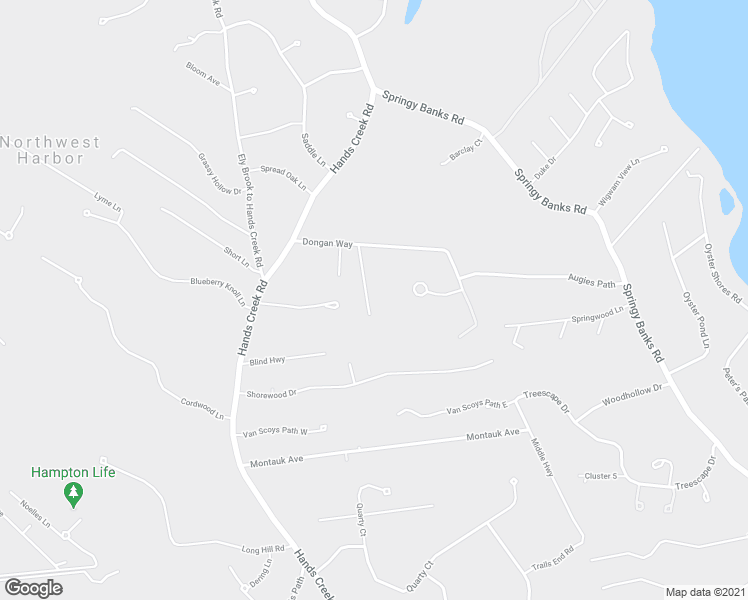 map of restaurants, bars, coffee shops, grocery stores, and more near 12 Dongan Way in East Hampton