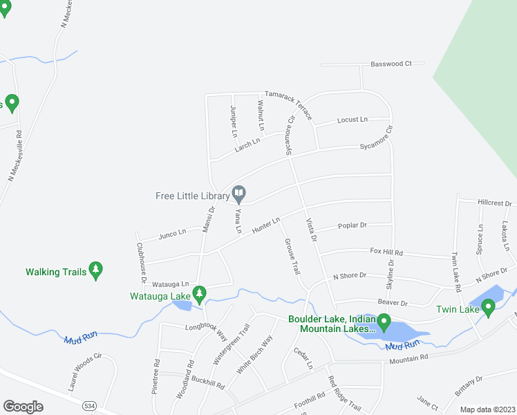 map of restaurants, bars, coffee shops, grocery stores, and more near 94 Sassafras Road in Albrightsville