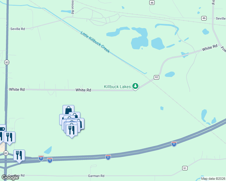 map of restaurants, bars, coffee shops, grocery stores, and more near 8065 White Road in Burbank