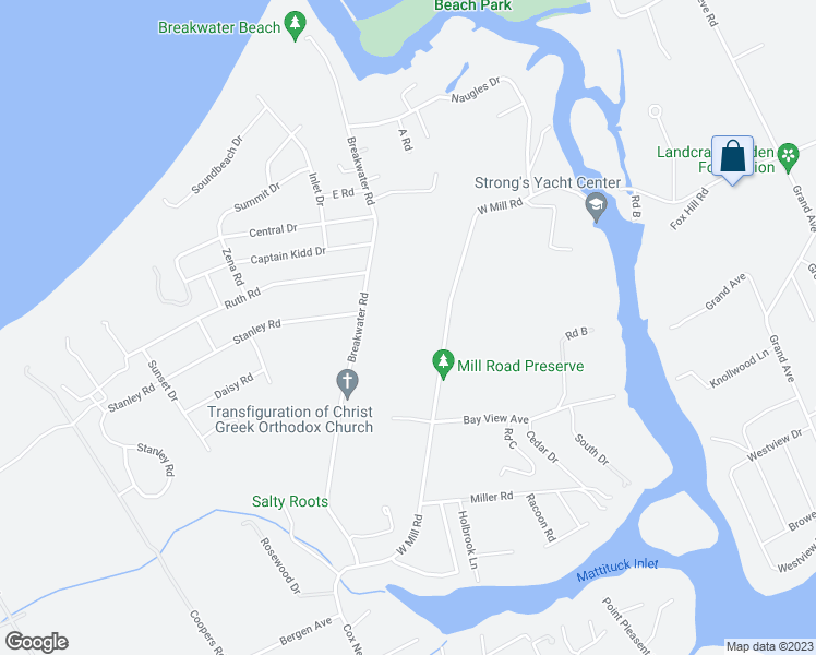 map of restaurants, bars, coffee shops, grocery stores, and more near in Mattituck