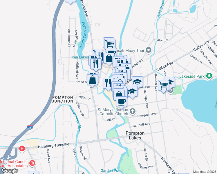 map of restaurants, bars, coffee shops, grocery stores, and more near 228 Wanaque Avenue in Pompton Lakes