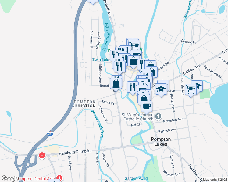 map of restaurants, bars, coffee shops, grocery stores, and more near 600 Ringwood Avenue in Pompton Lakes