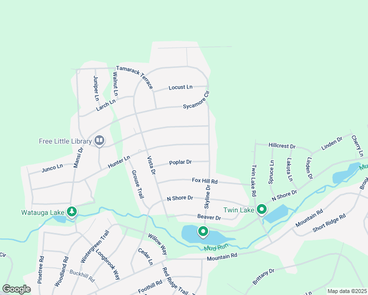 map of restaurants, bars, coffee shops, grocery stores, and more near 146 Hunter Lane in Albrightsville