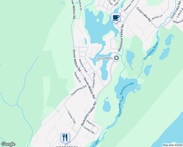 map of restaurants, bars, coffee shops, grocery stores, and more near 25 Pequot Trail in Jefferson