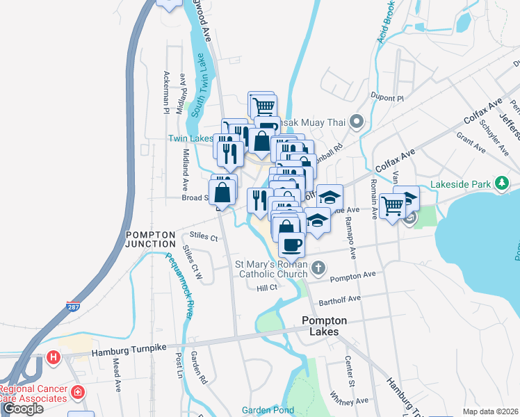 map of restaurants, bars, coffee shops, grocery stores, and more near 228 Wanaque Avenue in Pompton Lakes