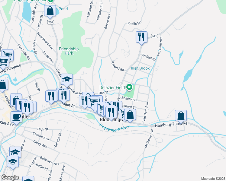 map of restaurants, bars, coffee shops, grocery stores, and more near 51 Union Avenue in Bloomingdale