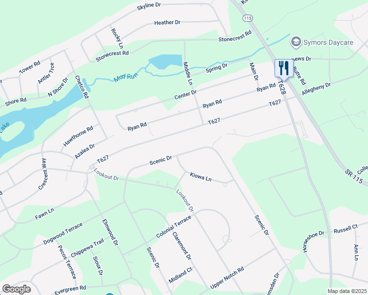 map of restaurants, bars, coffee shops, grocery stores, and more near 622 North Scenic Drive in Indian Mountain Lake