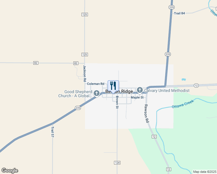 map of restaurants, bars, coffee shops, grocery stores, and more near 107 Market Street in Benton Ridge