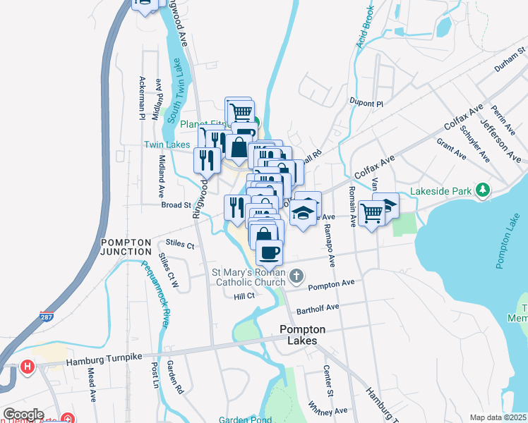 map of restaurants, bars, coffee shops, grocery stores, and more near 200 Wanaque Avenue in Pompton Lakes