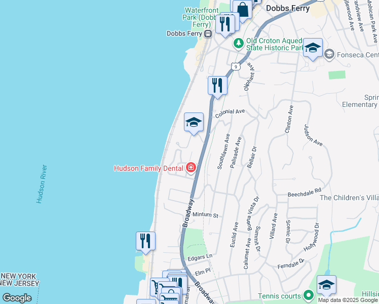 map of restaurants, bars, coffee shops, grocery stores, and more near 39 Atilda Avenue in Dobbs Ferry