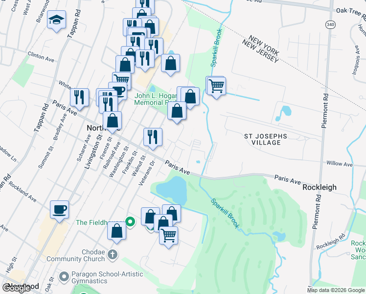 map of restaurants, bars, coffee shops, grocery stores, and more near 2305 Rio Vista Lane in Northvale