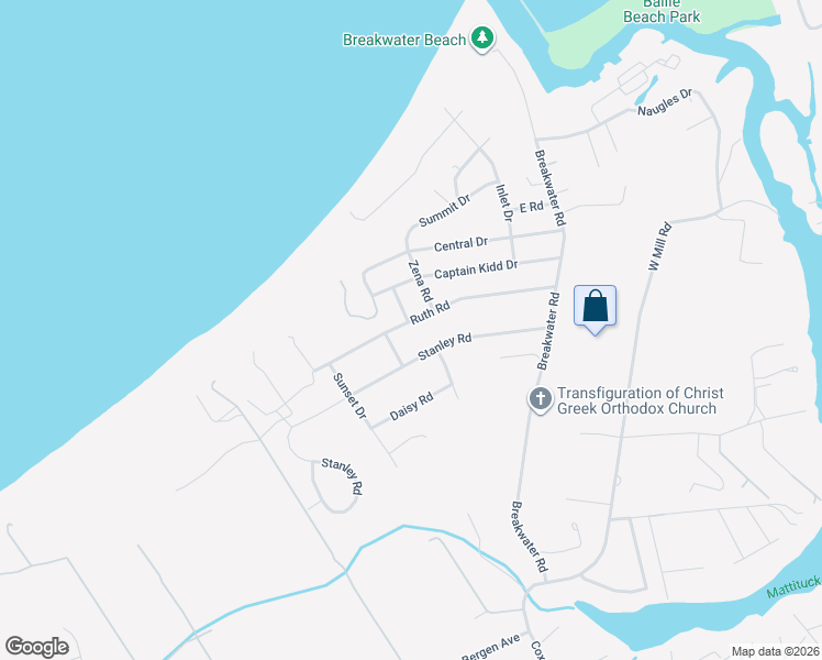 map of restaurants, bars, coffee shops, grocery stores, and more near 1740 Ruth Road in Mattituck