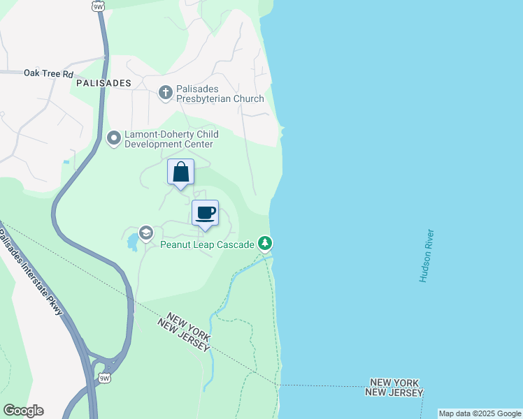 map of restaurants, bars, coffee shops, grocery stores, and more near 40 Lawrence Lane in Palisades
