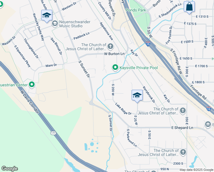 map of restaurants, bars, coffee shops, grocery stores, and more near 219 Baer Creek Drive in Kaysville