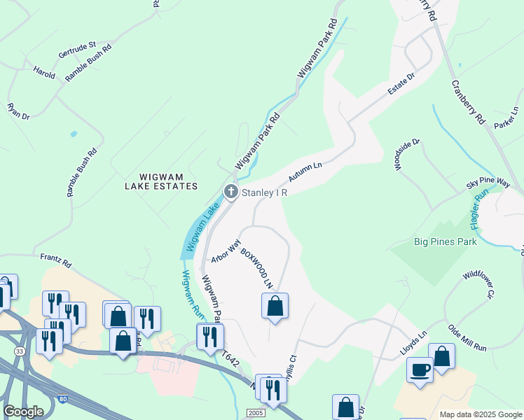 map of restaurants, bars, coffee shops, grocery stores, and more near 307 Autumn Lane in Stroudsburg