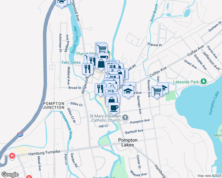 map of restaurants, bars, coffee shops, grocery stores, and more near 200 Wanaque Avenue in Pompton Lakes