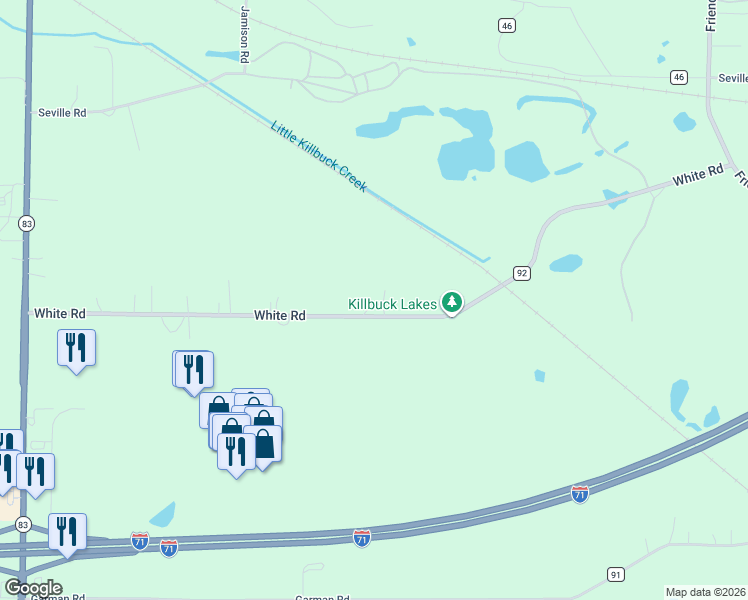 map of restaurants, bars, coffee shops, grocery stores, and more near 8065 White Road in Burbank