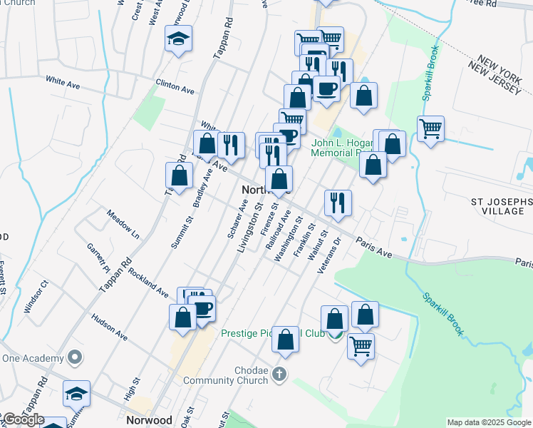 map of restaurants, bars, coffee shops, grocery stores, and more near 196 Firenze Street in Northvale