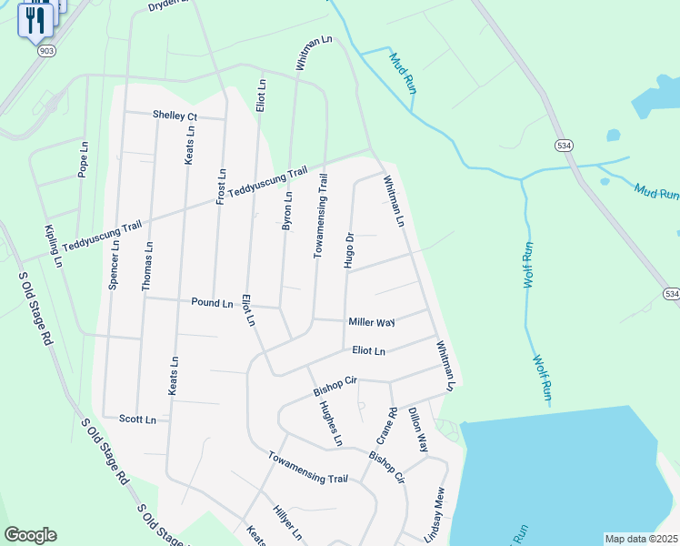 map of restaurants, bars, coffee shops, grocery stores, and more near 37 Hugo Drive in Albrightsville