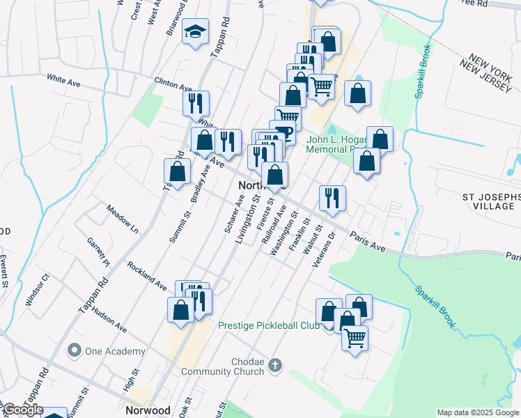 map of restaurants, bars, coffee shops, grocery stores, and more near 196 Firenze Street in Northvale