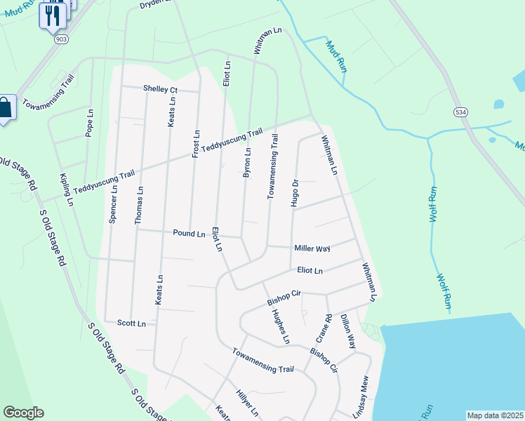 map of restaurants, bars, coffee shops, grocery stores, and more near 276 Towamensing Trail in Albrightsville