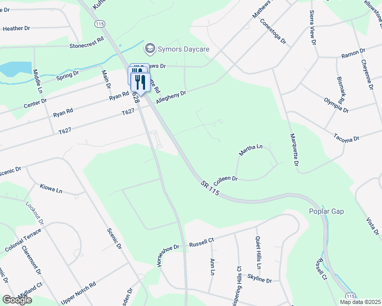 map of restaurants, bars, coffee shops, grocery stores, and more near 3752 Pennsylvania 115 in Blakeslee