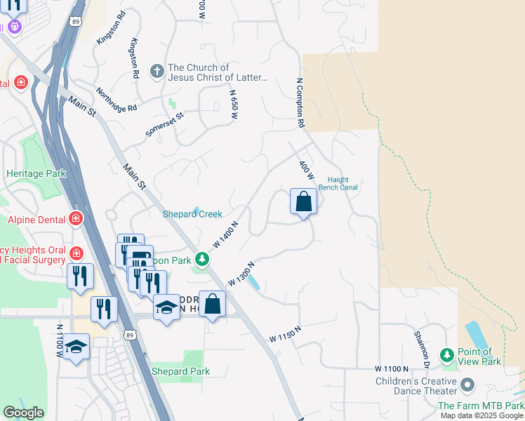 map of restaurants, bars, coffee shops, grocery stores, and more near 1513 Cherry Blossom Drive in Farmington