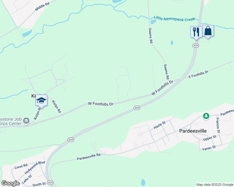 map of restaurants, bars, coffee shops, grocery stores, and more near 11 Tyler Drive in Drums