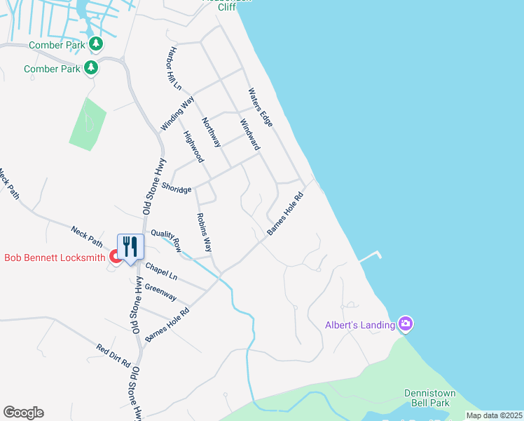 map of restaurants, bars, coffee shops, grocery stores, and more near 108 Barnes Hole Road in East Hampton