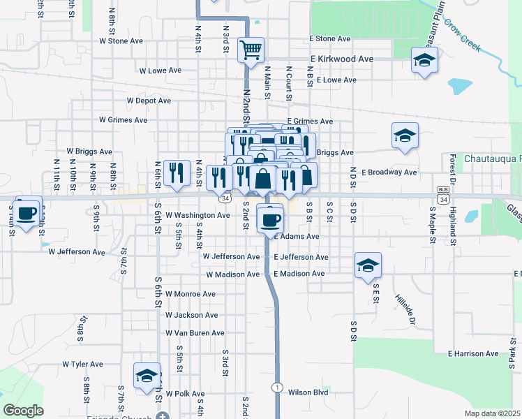 map of restaurants, bars, coffee shops, grocery stores, and more near in Fairfield