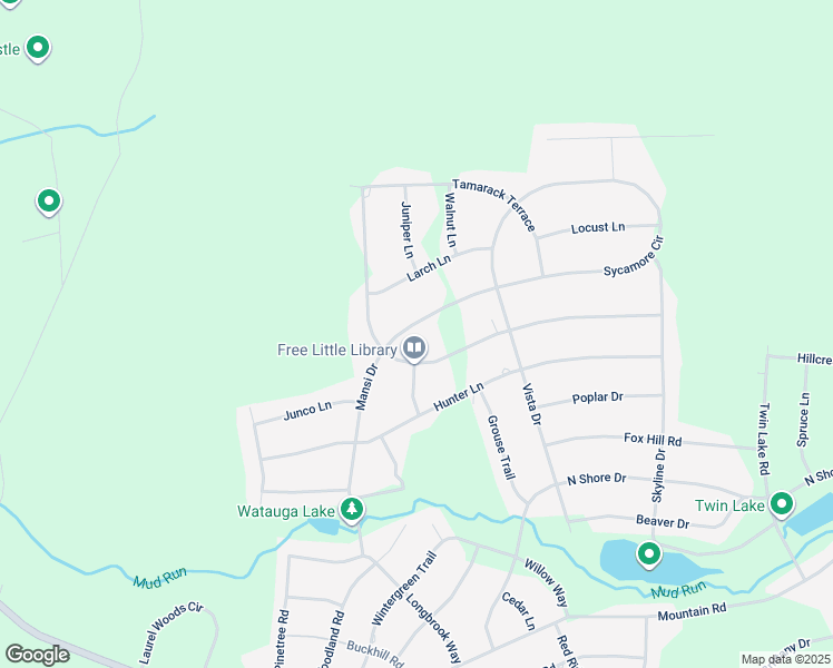 map of restaurants, bars, coffee shops, grocery stores, and more near 100 Mansi Drive in Albrightsville
