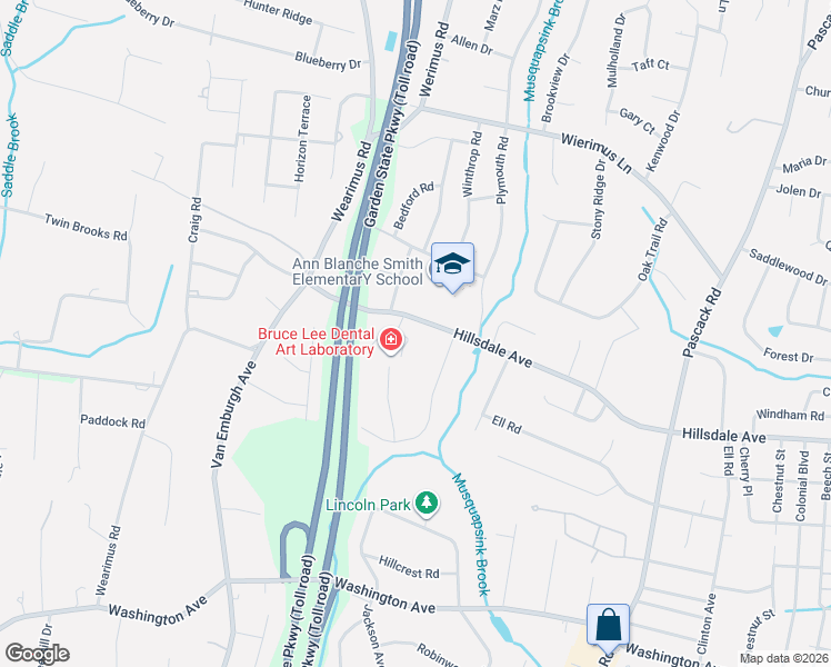 map of restaurants, bars, coffee shops, grocery stores, and more near 251 Paul Court in Hillsdale