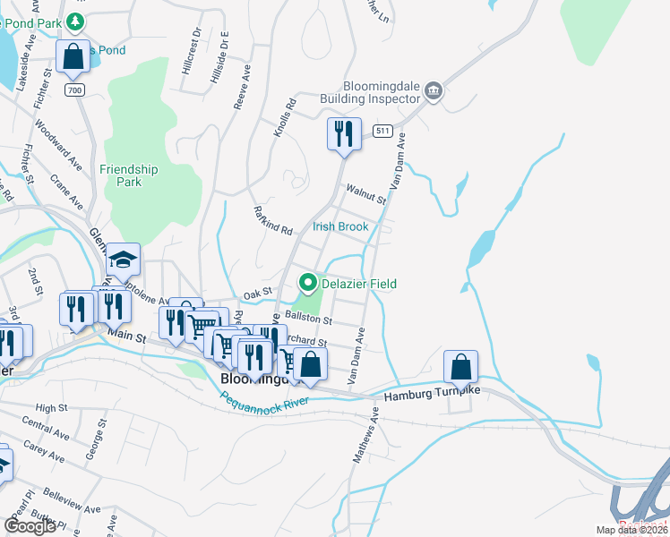 map of restaurants, bars, coffee shops, grocery stores, and more near 19 Park Avenue in Bloomingdale