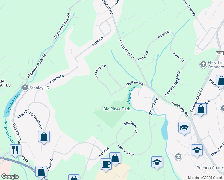 map of restaurants, bars, coffee shops, grocery stores, and more near 4162 Sky Pine Way in East Stroudsburg