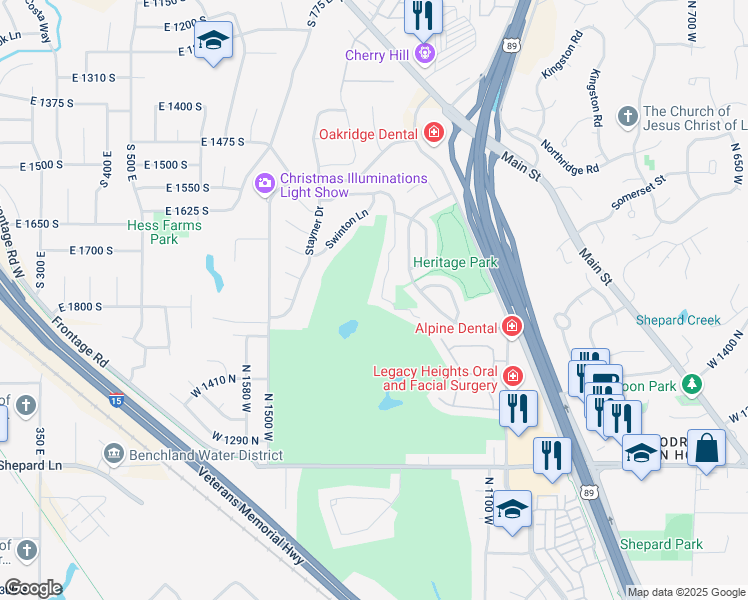 map of restaurants, bars, coffee shops, grocery stores, and more near 1537 Sweetwater Lane in Farmington