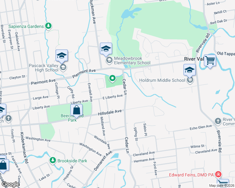 map of restaurants, bars, coffee shops, grocery stores, and more near 49 East Liberty Avenue in Hillsdale
