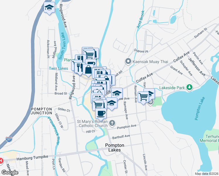 map of restaurants, bars, coffee shops, grocery stores, and more near 19 Cannonball Road in Pompton Lakes