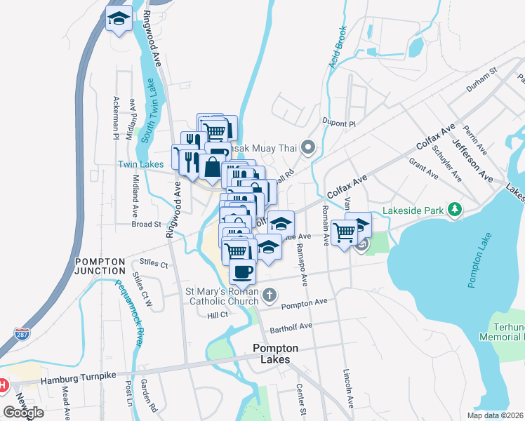 map of restaurants, bars, coffee shops, grocery stores, and more near 19 Cannonball Road in Pompton Lakes