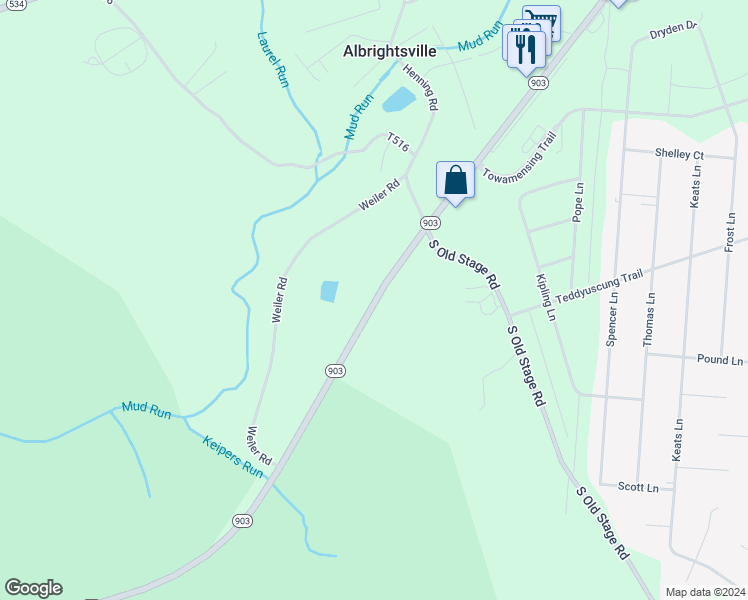 map of restaurants, bars, coffee shops, grocery stores, and more near 2563 Pennsylvania 903 in Albrightsville