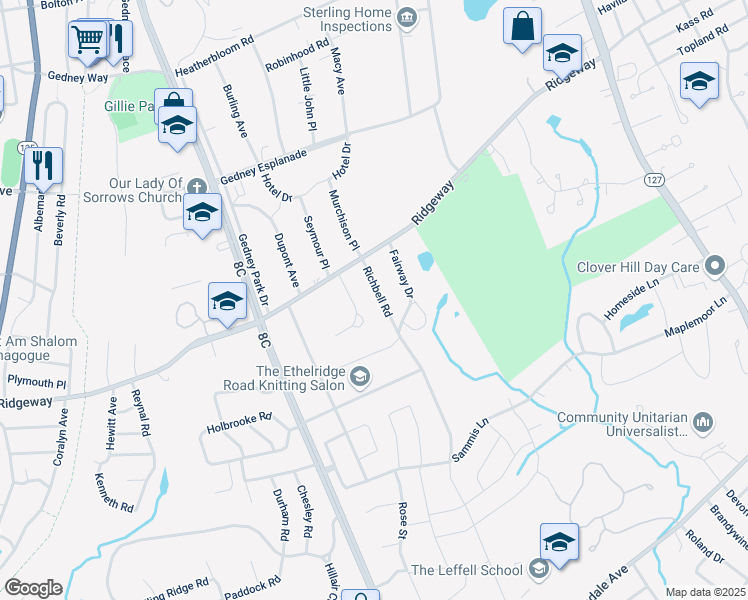 map of restaurants, bars, coffee shops, grocery stores, and more near 10 Richbell Road in White Plains