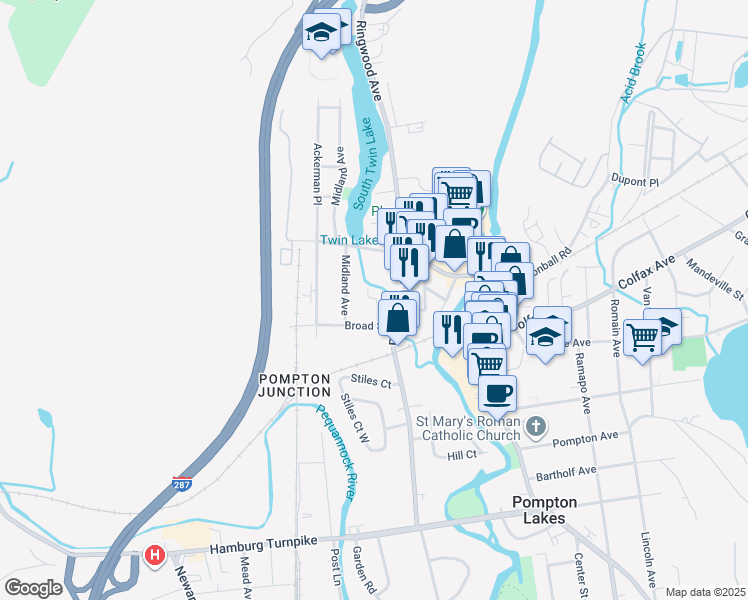 map of restaurants, bars, coffee shops, grocery stores, and more near 430 Ringwood Avenue in Pompton Lakes