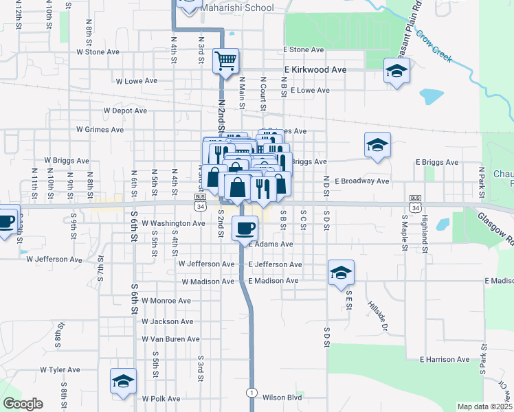 map of restaurants, bars, coffee shops, grocery stores, and more near in Fairfield