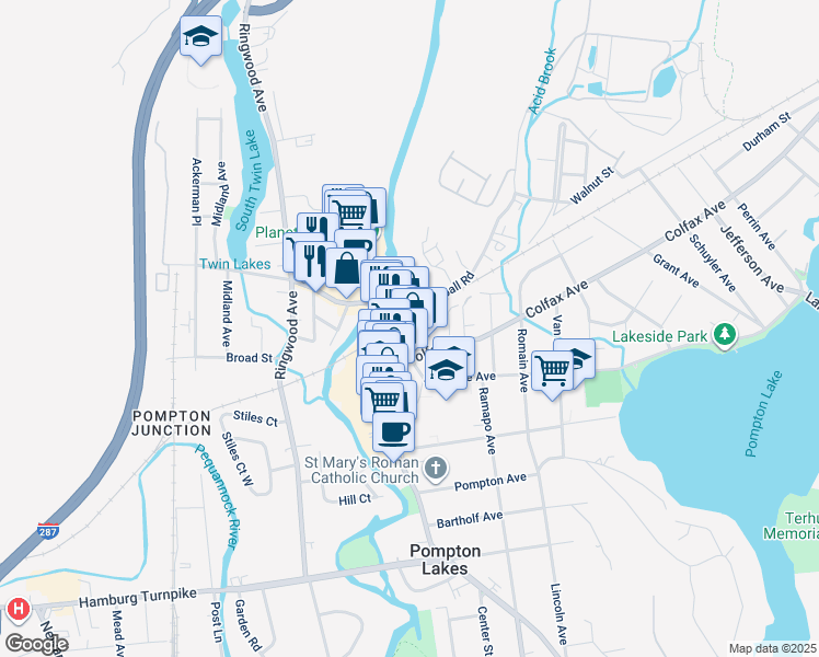 map of restaurants, bars, coffee shops, grocery stores, and more near 19 Cannonball Road in Pompton Lakes