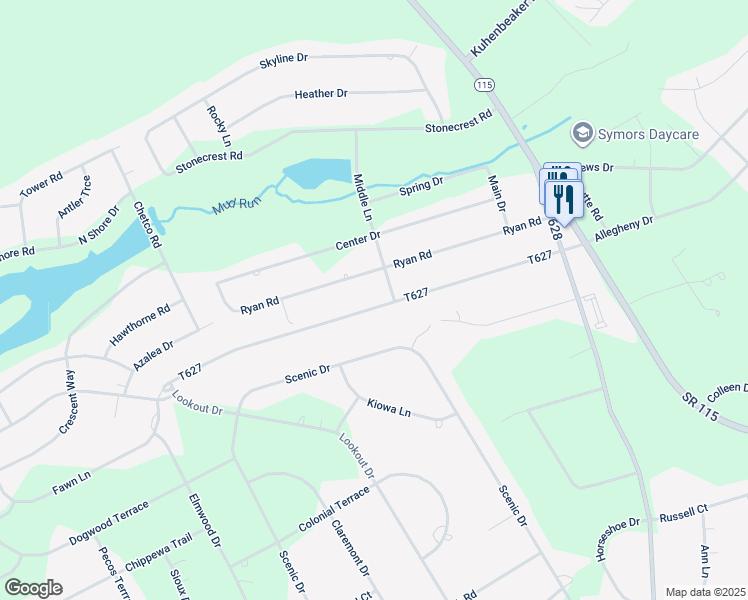 map of restaurants, bars, coffee shops, grocery stores, and more near 633 Mountain Road in Albrightsville