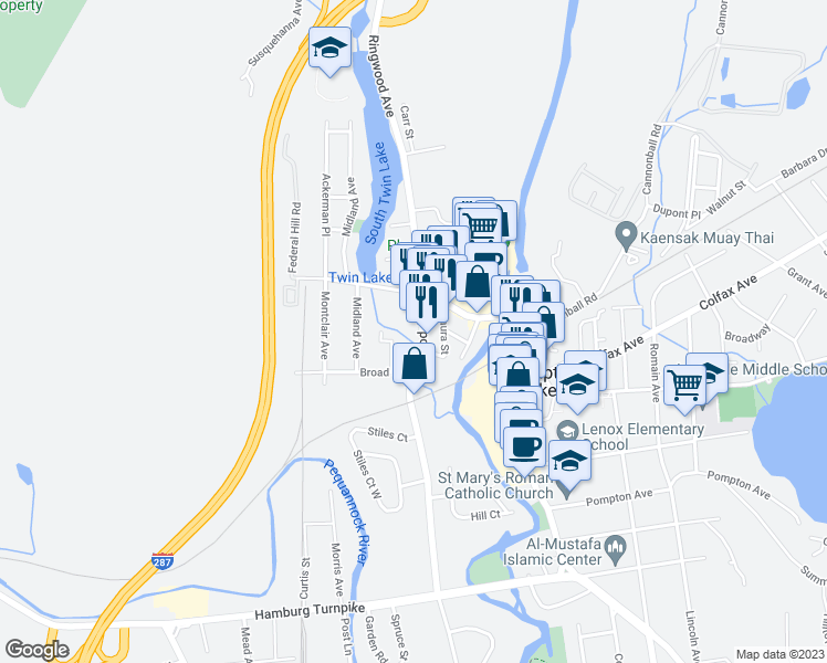 map of restaurants, bars, coffee shops, grocery stores, and more near 430 Ringwood Avenue in Pompton Lakes