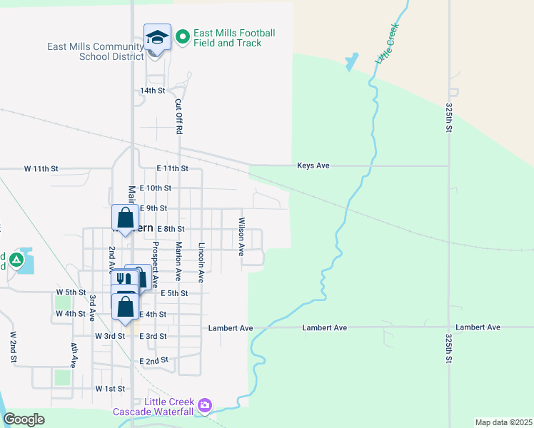 map of restaurants, bars, coffee shops, grocery stores, and more near 606 East 9th Street in Malvern