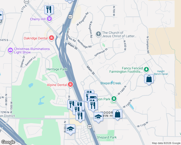 map of restaurants, bars, coffee shops, grocery stores, and more near 1624 Hollyhock Circle in Farmington